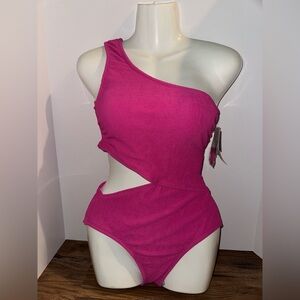 Michael Kors 660 Cerise Vibrant Pink Textured Swimsuit
